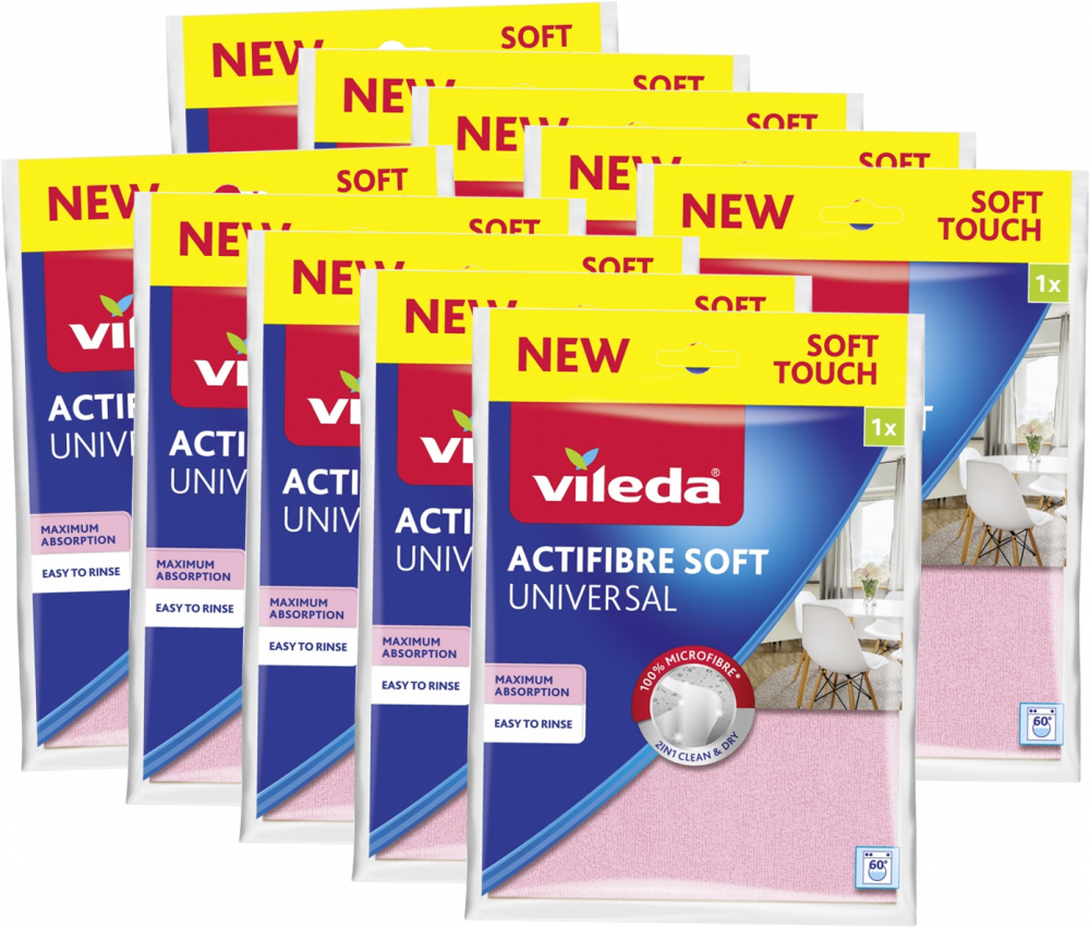 10x Ściereczka Vileda Actifibre Soft, 32x27cm, 1 sztuka, mix kolorów