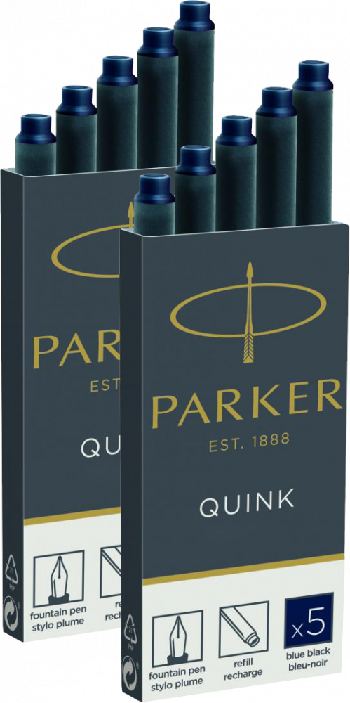 2x Naboje do pióra wiecznego Parker, długie, 5 sztuk, granatowy