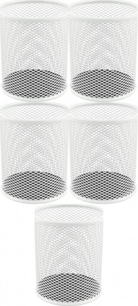 5x Kubek na długopisy Leviatan, metalowy (druciany), 98x91mm, perłowy