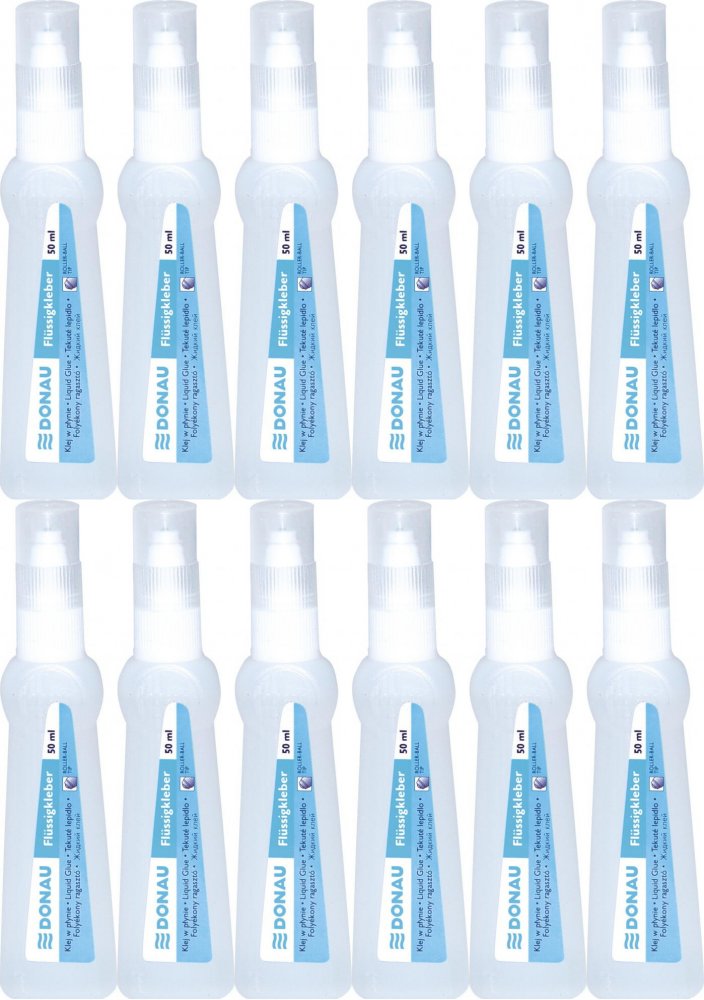 12x Klej Donau Roller, w płynie, z metalową końcówką, 50ml