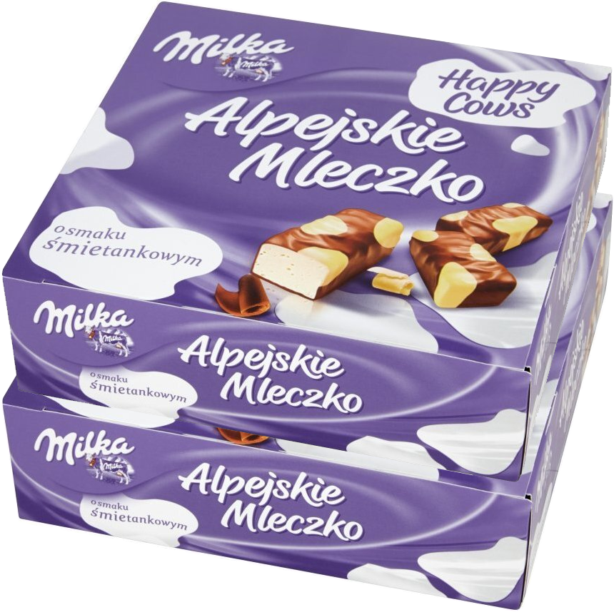 2x Bombonierka Alpejskie mleczko Milka, łaciate, 330g