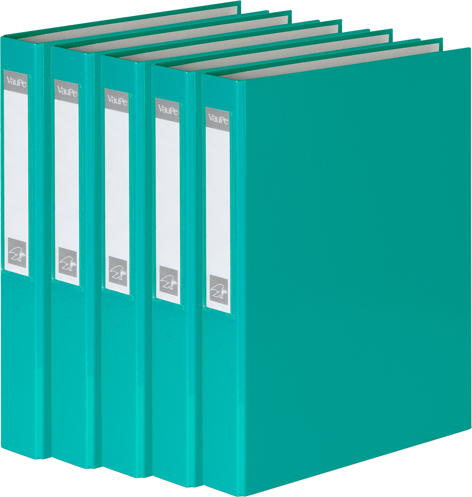 5x Segregator VauPe FCK, A4, szerokość grzbietu 40mm, do 150 kartek, 2 ringi, turkusowy