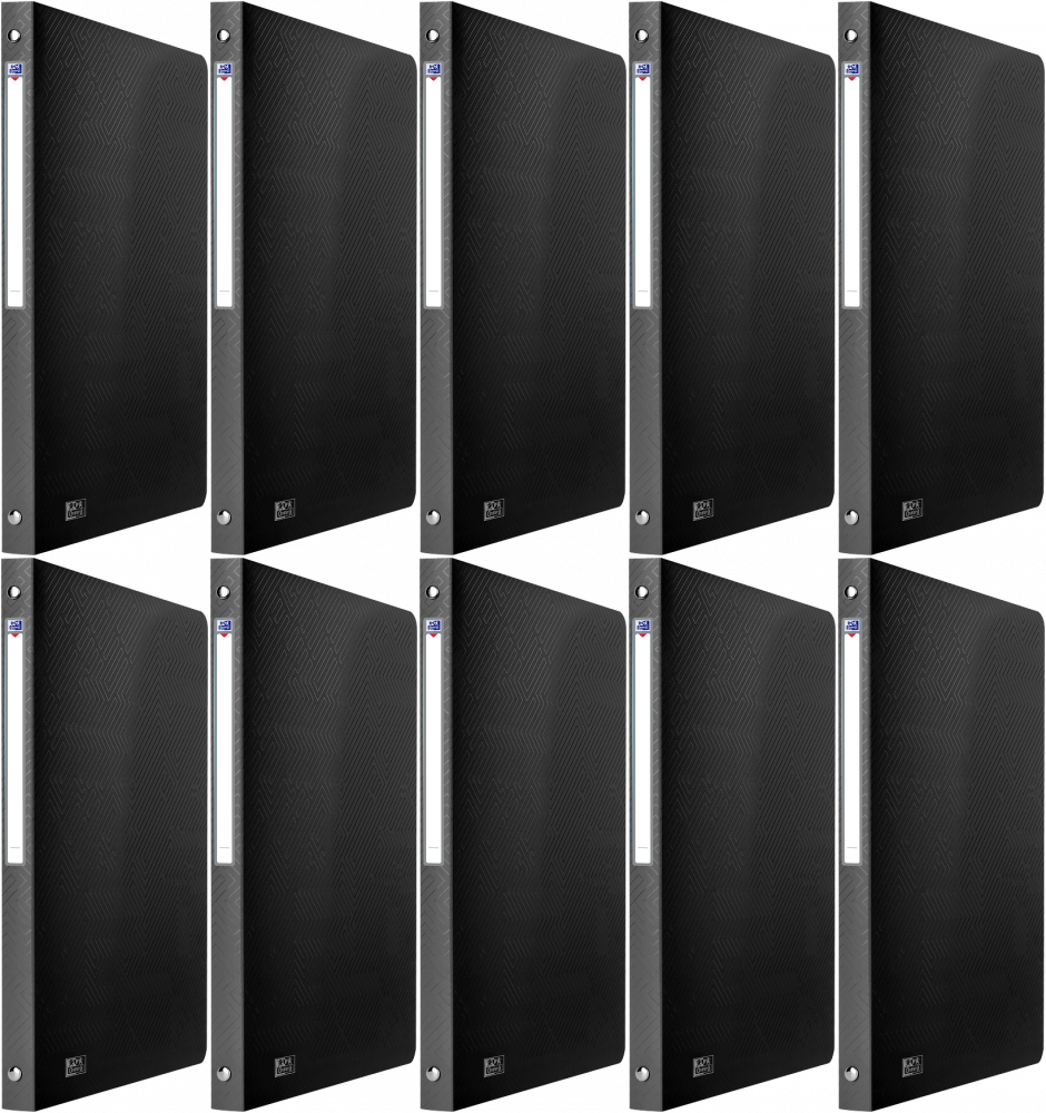 10x Segregator Oxford Urban, A4, szerokość grzbietu 20mm, do 100 kartek, 4 ringi, czarny