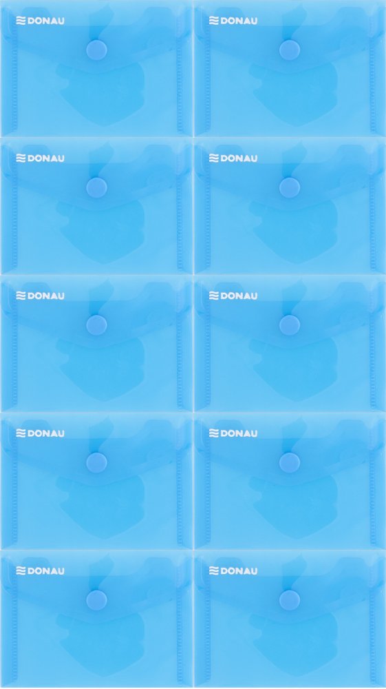 10x Teczka kopertowa Donau, A7, na zatrzask, transparentny niebieski