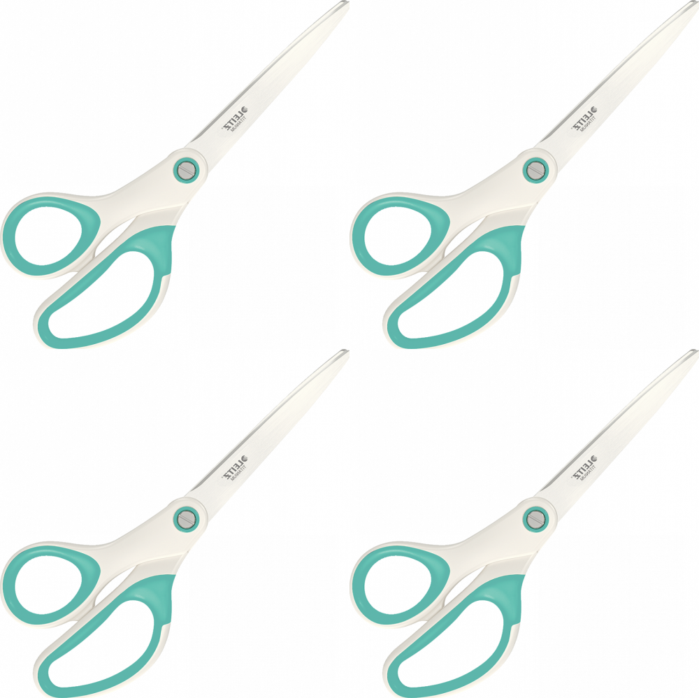 4x Nożyczki tytanowe Leitz, 20.5cm, biało-turkusowy