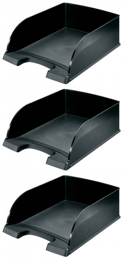 3x Półka na dokumenty Leitz Plus Jumbo, A4, plastikowa, czarny