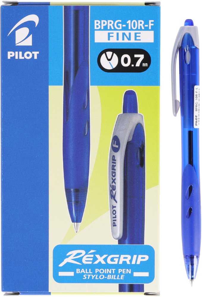 12x Długopis automatyczny Pilot, Rexgrip F, 0.21mm, niebieski