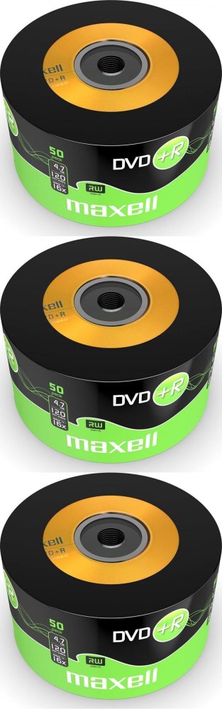 3x Płyta DVD+R Maxell, do jednokrotnego zapisu, 4.7 GB, cake box, 50 sztuk