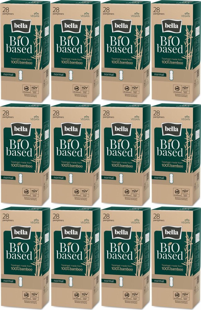 12x Wkładki higieniczne Bella Bio Based Normal, ultracienkie, 28 sztuk