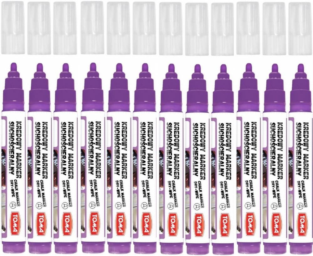 12x Marker kredowy suchościeralny Toma TO-296, okrągła, 4.5 mm, fioletowy