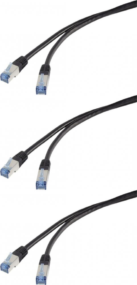 3x Kabel internetowy/patchcord LogiLink CAT.6A S/FTP PVC + PE, 30 m, czarny