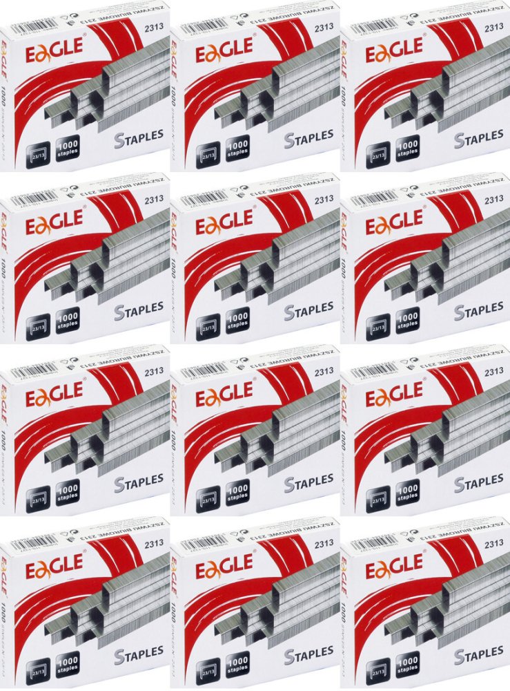 12x Zszywki specjalistyczne Eagle, 23/13, 1000 sztuk, srebrny