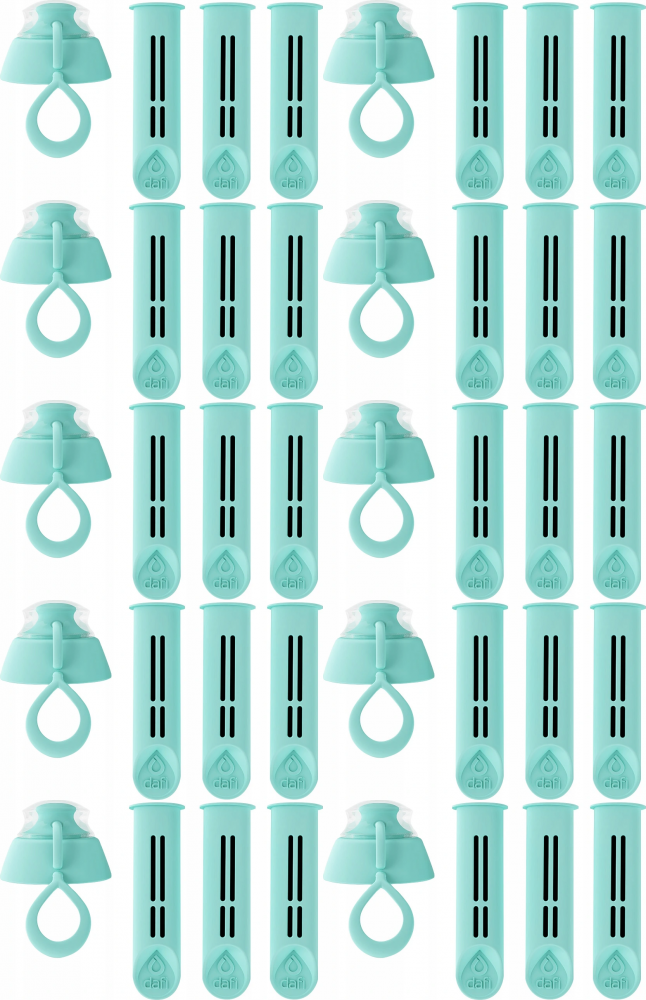 10x Filtr do butelki filtrującej Dafi, 3 sztuki + 1 zakrętka, miętowy