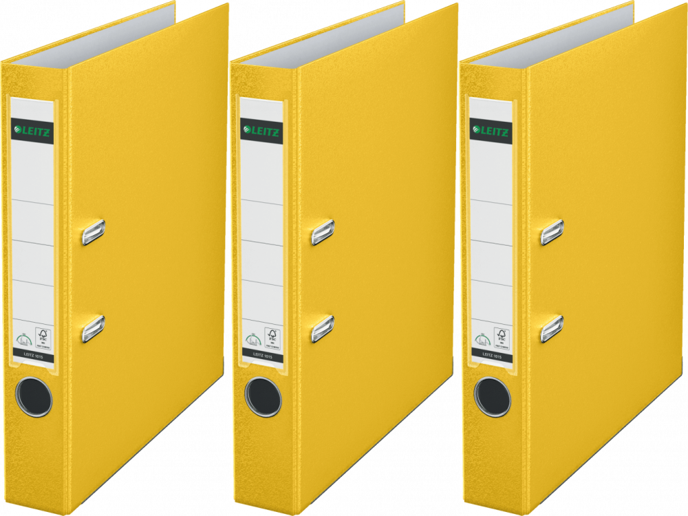 3x Segregator A4 Leitz 180°, 50mm, do 350 kartek, żółty