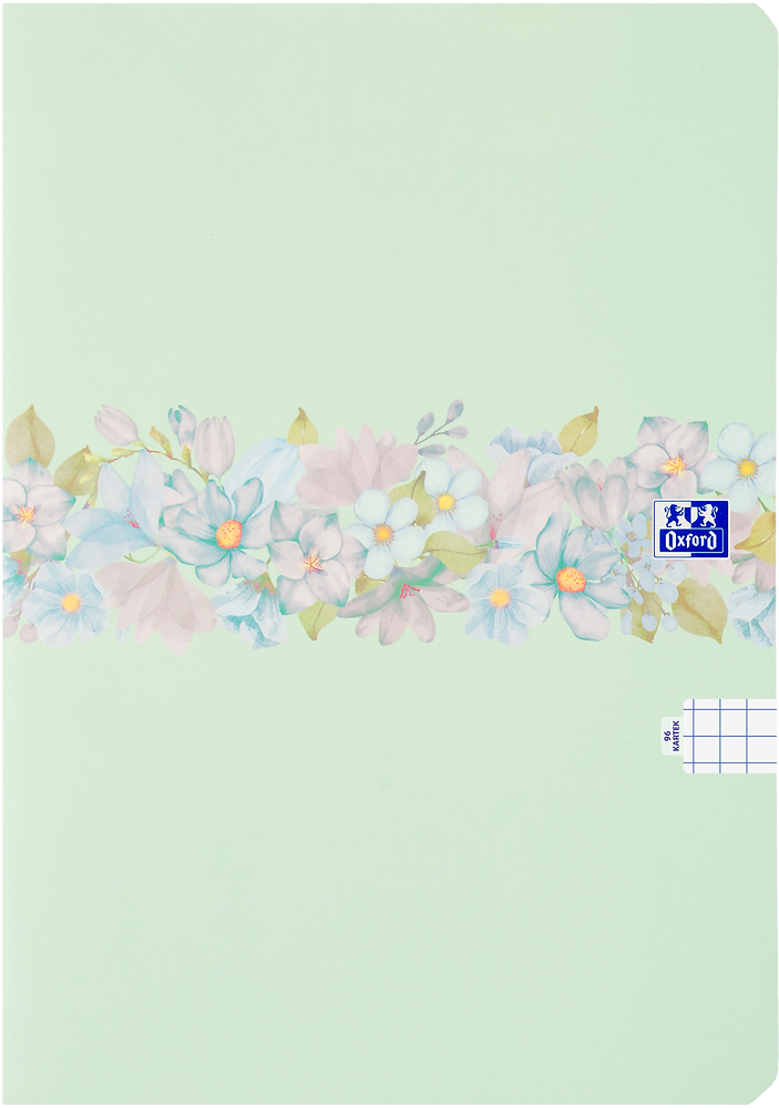 Brulion w kratkę Oxford Flowers, B5, miękka oprawa, 96 kartek, mix wzorów