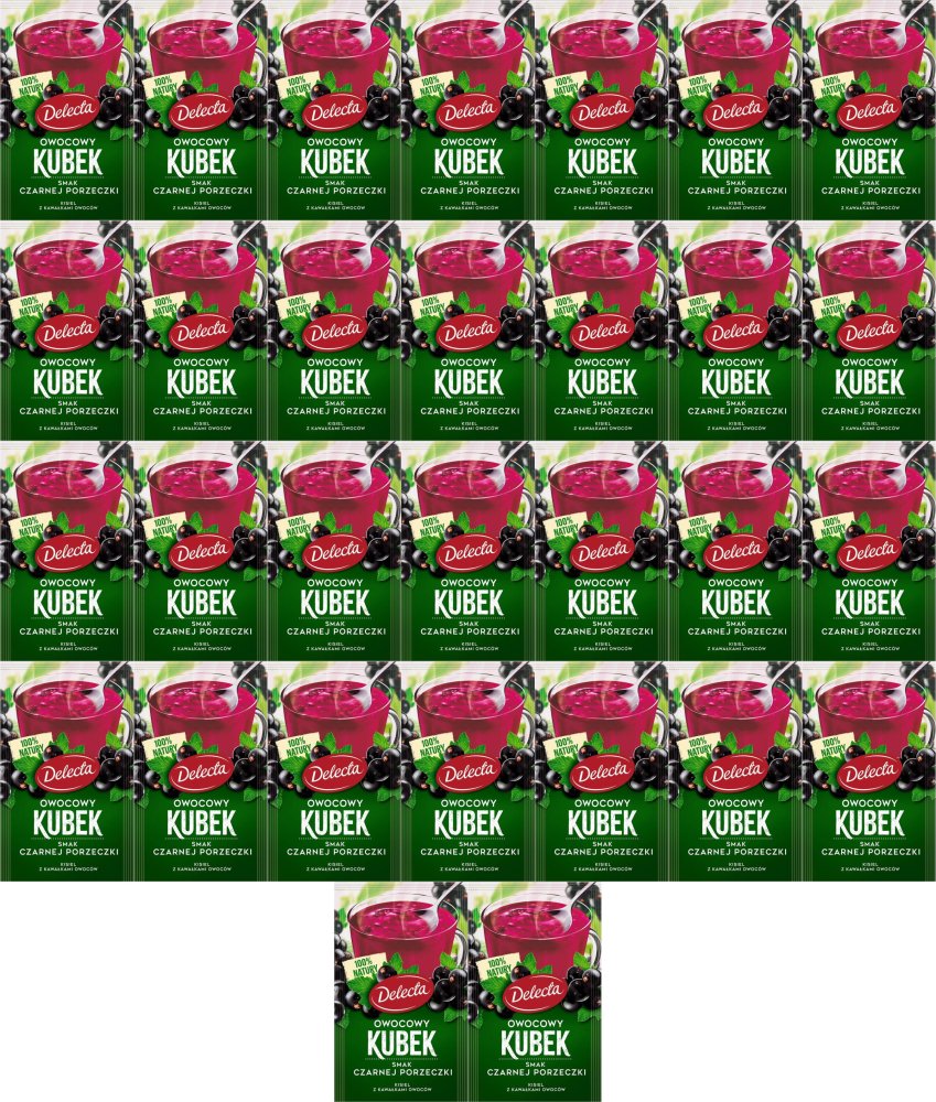 30x Kisiel Delecta Owocowy Kubek z kawałkami owoców, czarna porzeczka, 30g