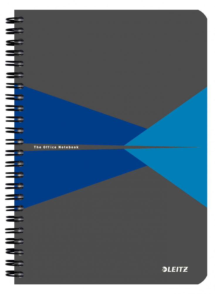 Kołonotatnik Leitz Office Card A5, w kratkę, 90 kartek, okładka kartonowa, szaro-niebieski
