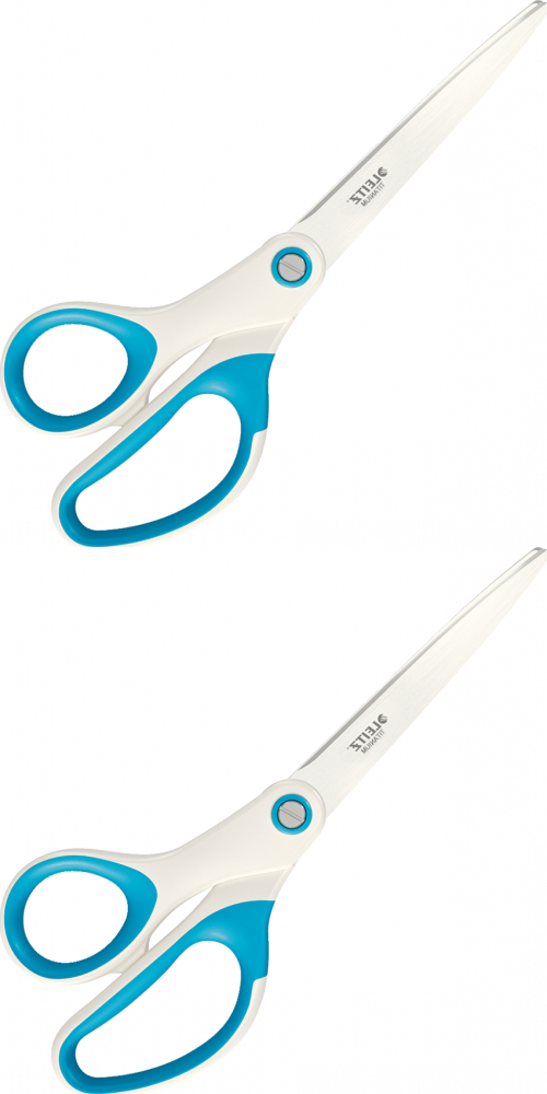 2x Nożyczki tytanowe Leitz, 20.5cm, biało-niebieski