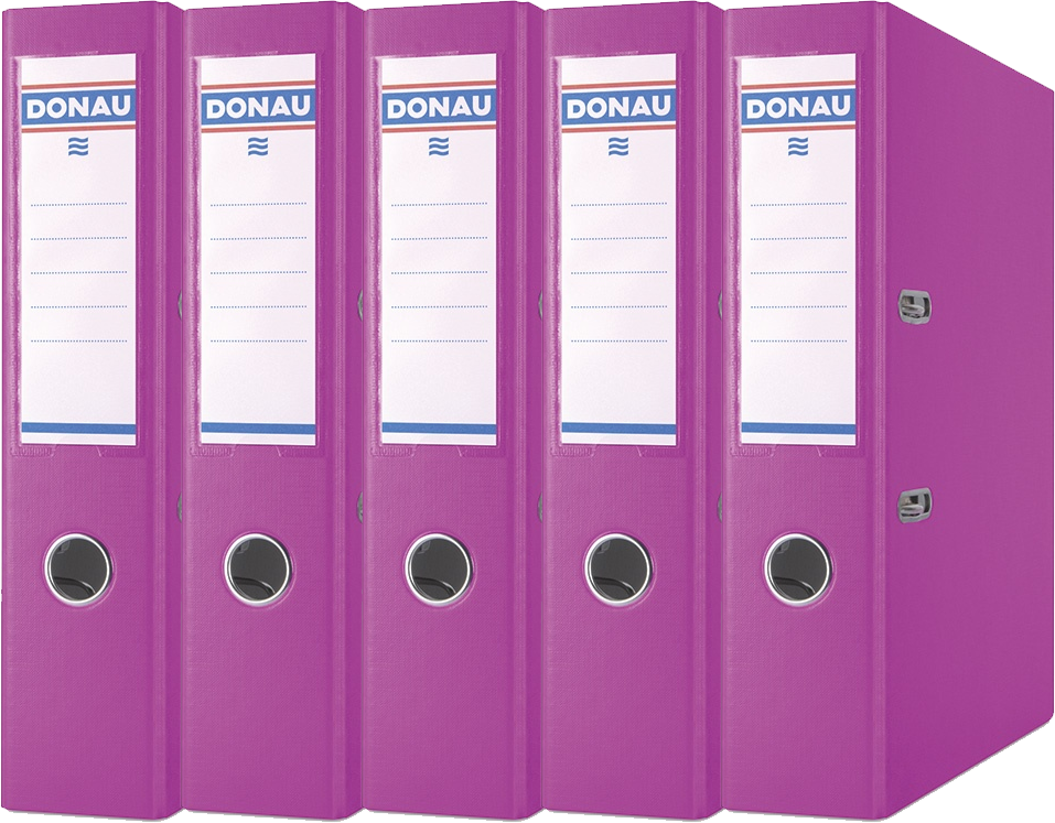 5x Segregator A4 Donau Master, szerokość grzbietu 75mm, do 500 kartek, różowy