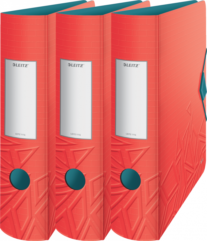3x Segregator A4 Leitz 180° Active Urban Chic, szerokość grzbietu 82mm, do 500 kartek, czerwony