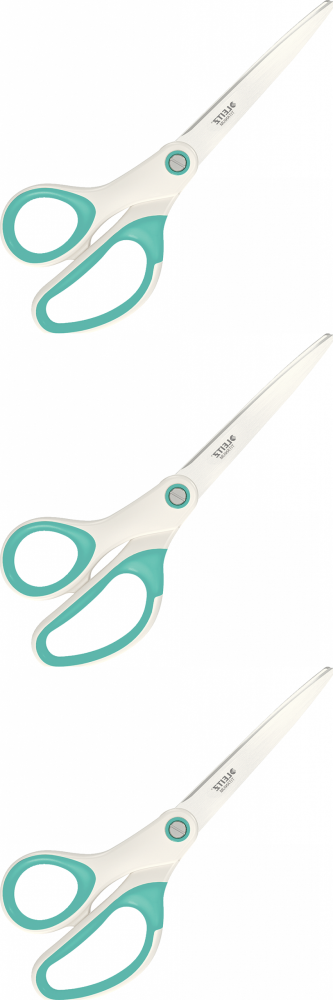 3x Nożyczki tytanowe Leitz, 20.5cm, biało-turkusowy