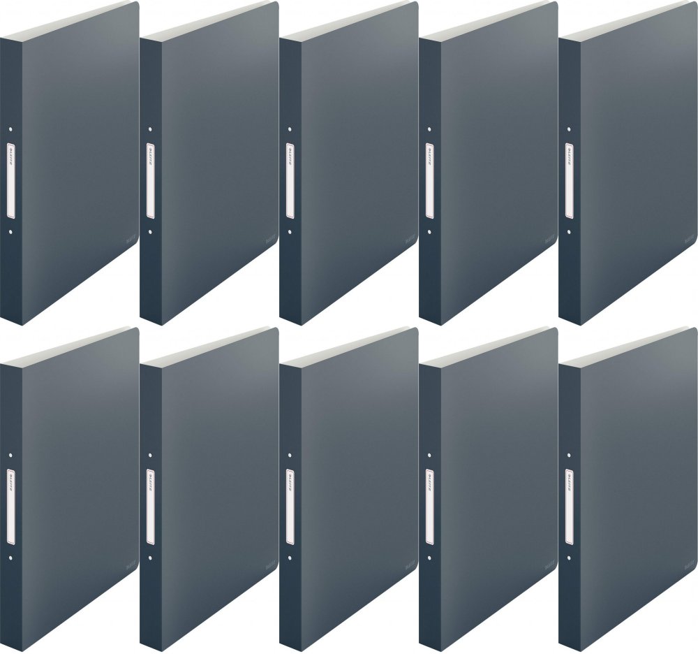 10x Segregator Leitz Cosy, A4, szerokość grzbietu 32mm, do 190 kartek, 2 ringi, szary