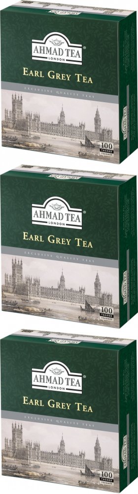 3x Herbata Earl Grey w torebkach z zawieszką Ahmad Tea, 100 sztuk x 2g