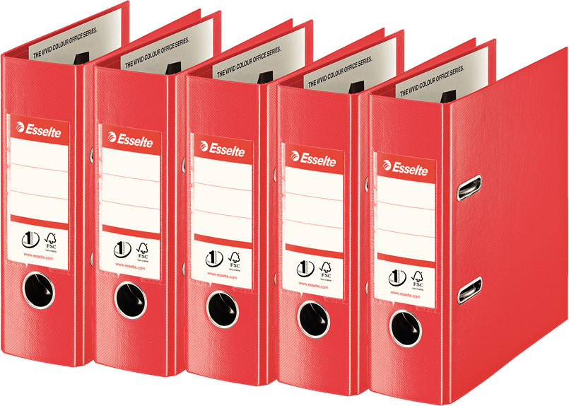 5x Segregator A5 Esselte No.1 Power, 75mm, do 500 kartek czerwony
