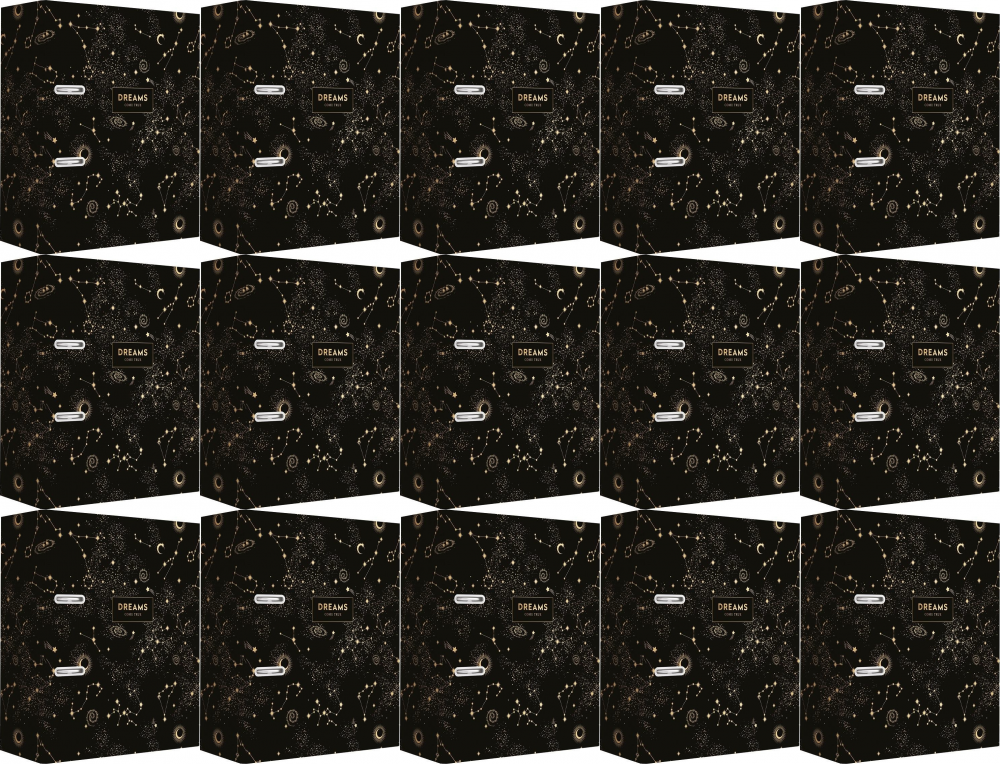 15x Segregator A4 Interdruk Metallic Dreams, szerokość grzbietu 75mm, czarny