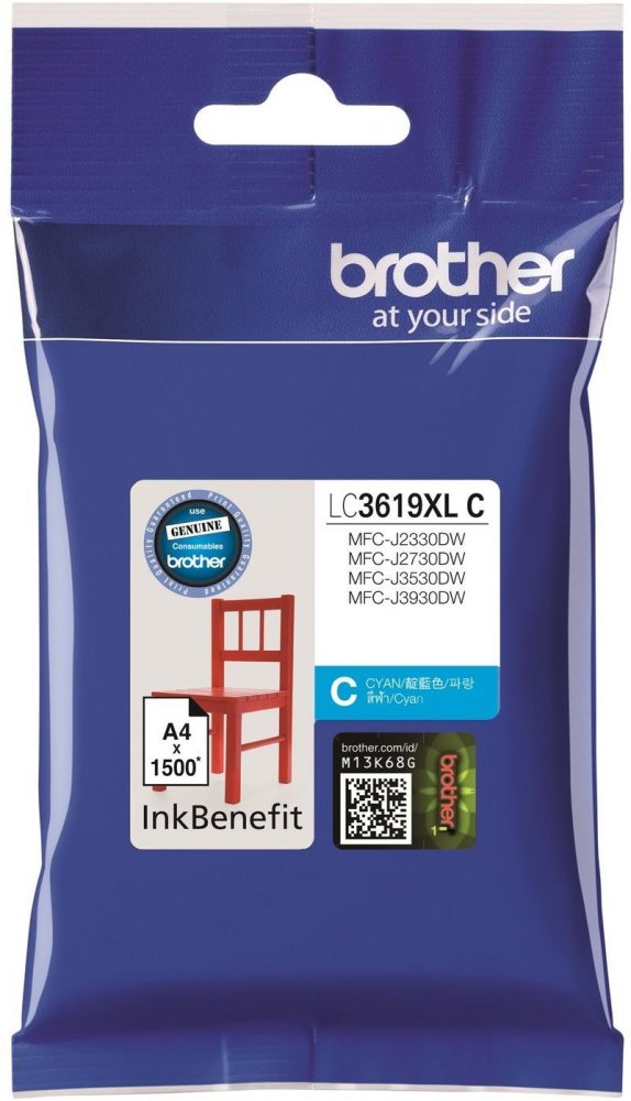 Tusz Brother (LC3619XLC), 1500 stron, cyan (błękitny)