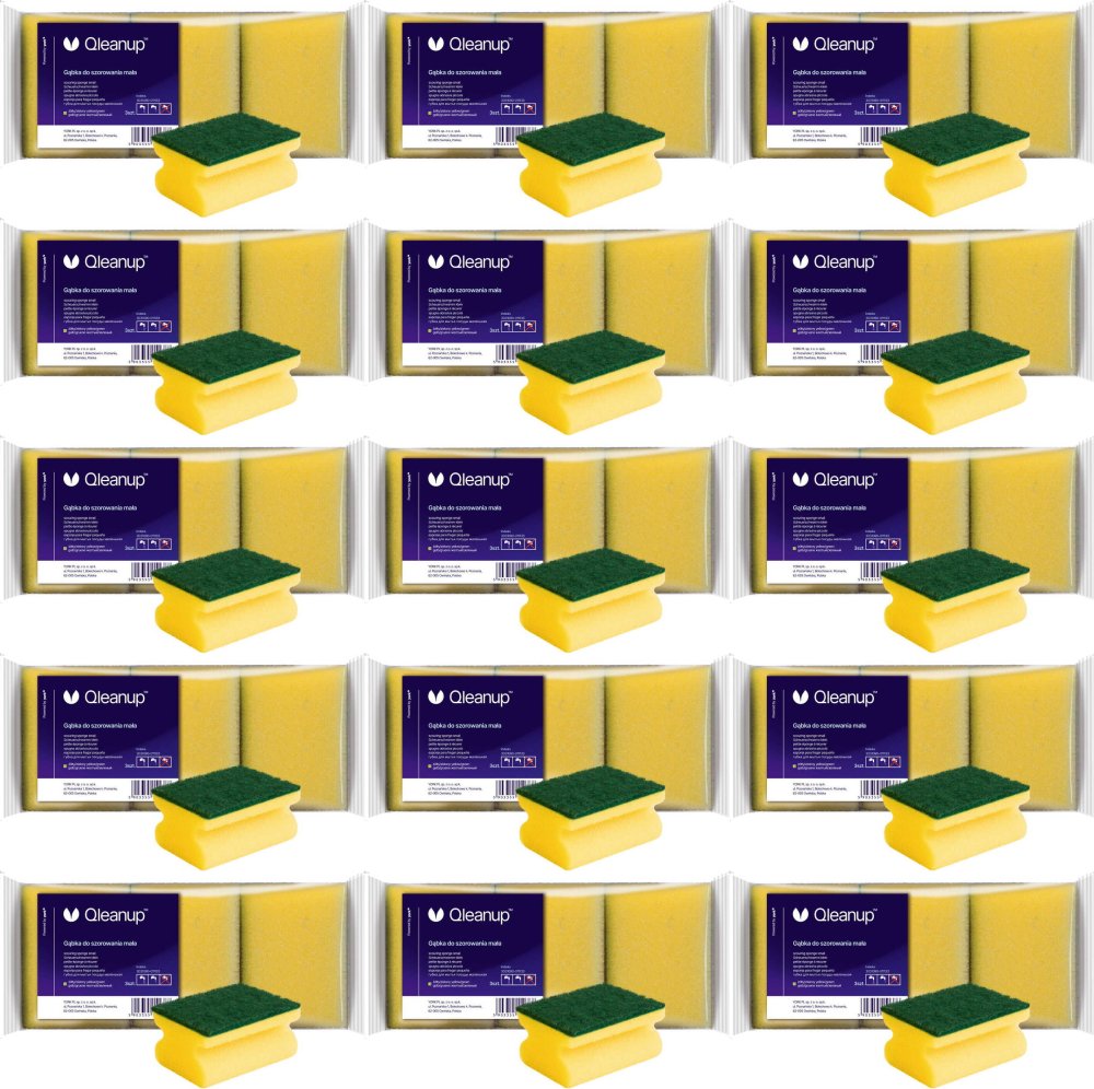 15x Zmywaki kuchenne Qleanup, profilowane, małe, 3 sztuki, żółty