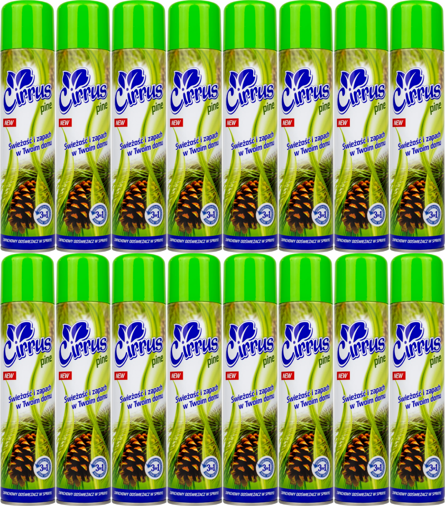 16x Odświeżacz powietrza Cirrus, spray, pine, 300ml