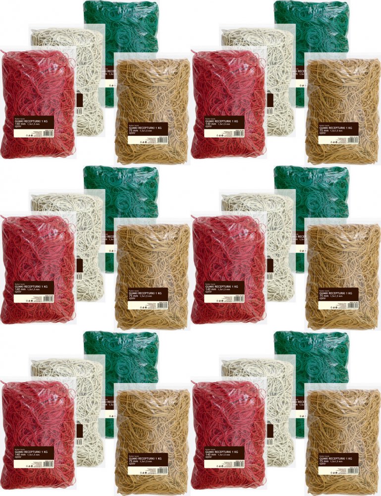 6x Gumki recepturki Grand, 30mm, 1kg, mix kolorów