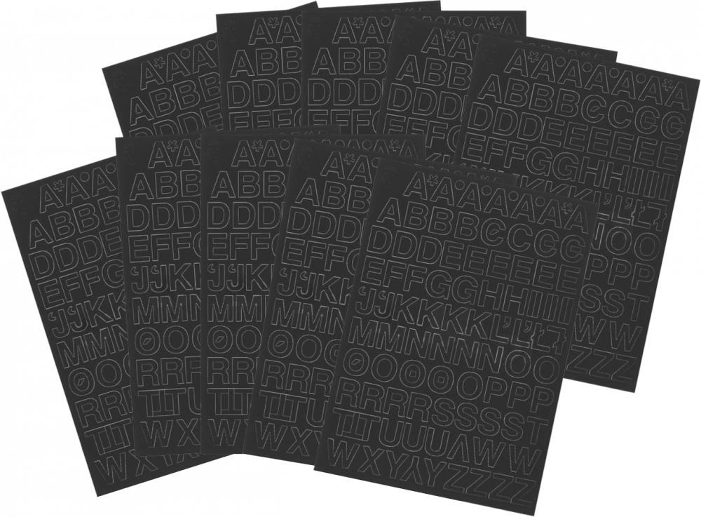 10x Litery samoprzylepne, 2 cm, czarny