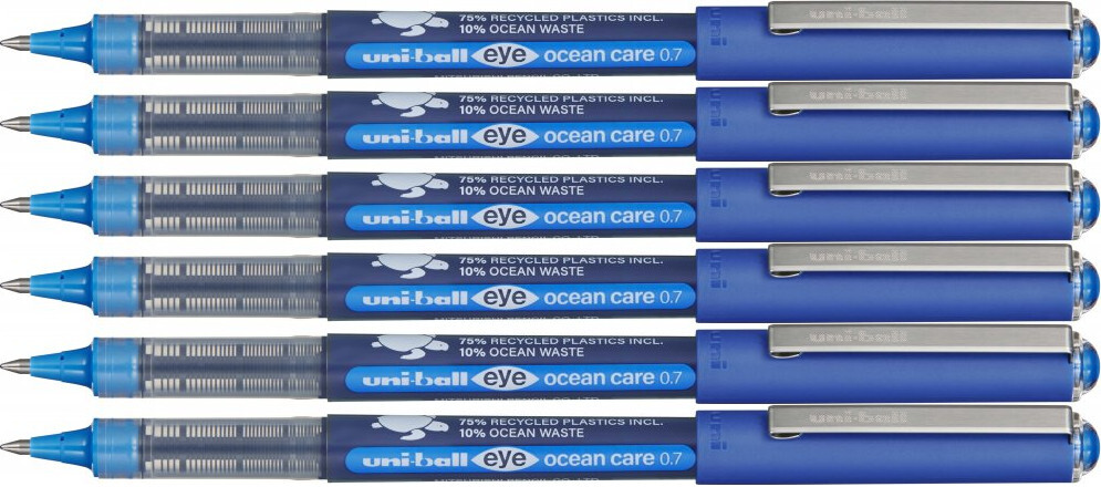6x Pióro kulkowe Uni Eye Ocean Care, UB-157-ROP, 0.7mm, niebieski