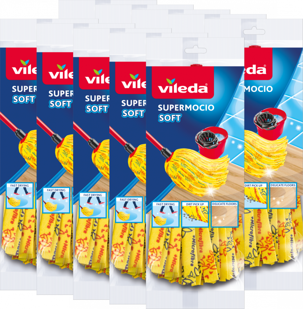 10x Końcówka do mopa Vileda SuperMocio Soft, wiskoza, żółty