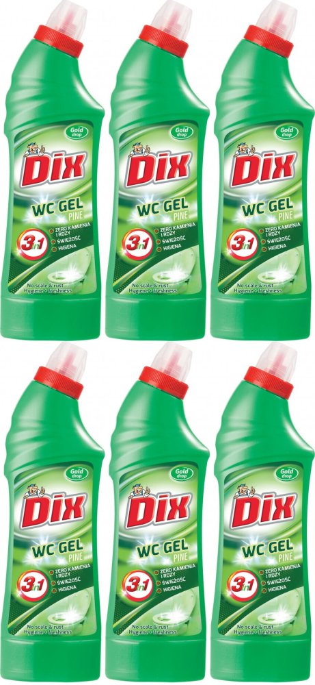 6x Żel do czyszczenia WC Gold Drop Dix, leśny, 0.75l