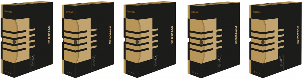 5x pudło archiwizacyjne Donau, do luźnych dokumentów, 100 mm, brązowy