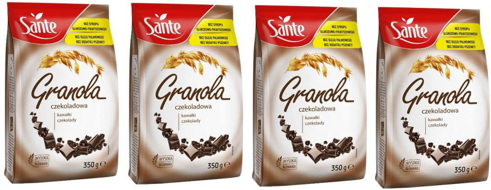 4x granola Sante, czekoladowa, 350g