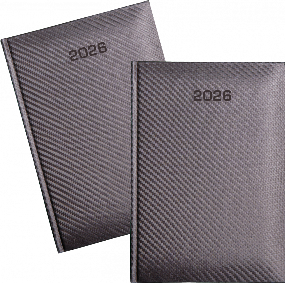 2x Kalendarz książkowy 2026, Udziałowiec, Carbon, A5, dzienny, 184 kartki, grafitowy