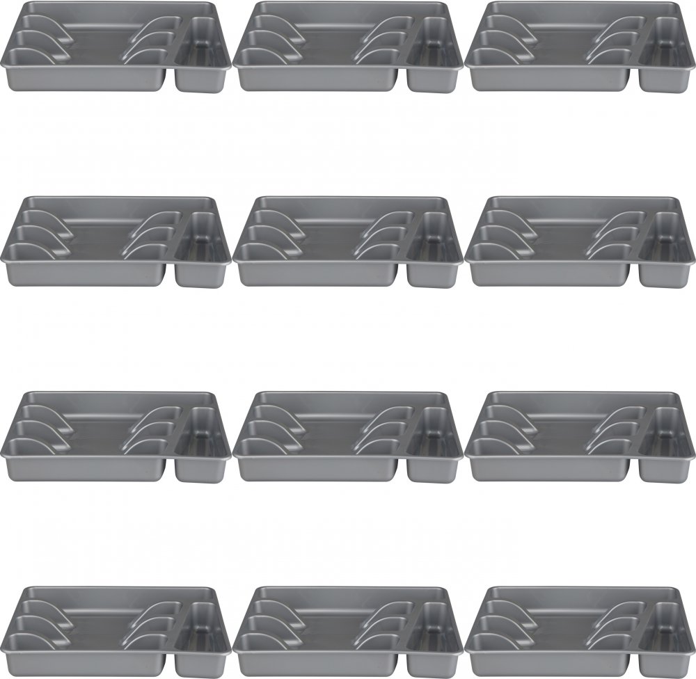 12x Wkład do szuflady na sztućce Bentom, 34 x 26cm, srebrny