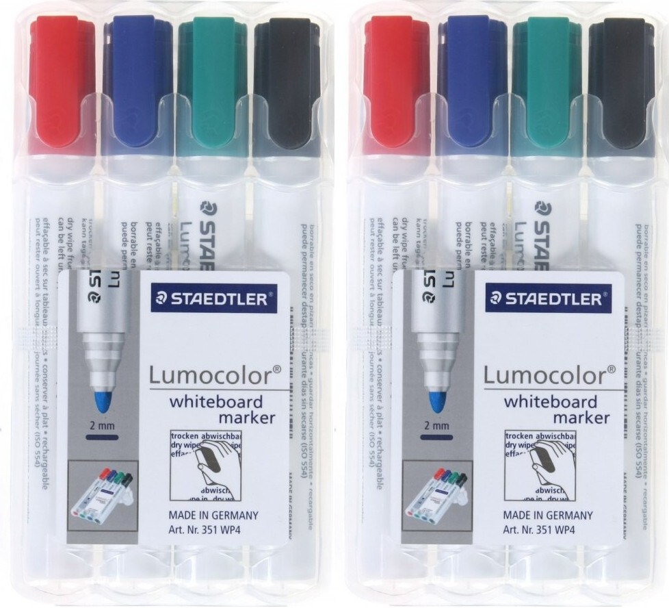 2x Marker suchościeralny 351 Staedtler, Lumocolor, okrągła, w etui, 2mm, 4 sztuki, mix kolorów
