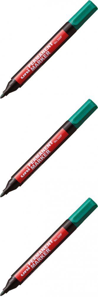 3x Marker permanentny Uni 320F, okrągła, zielony
