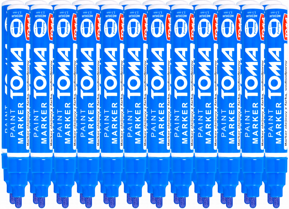 24x Marker olejowy Toma TO-440, okragła, 2.5 mm, niebieski