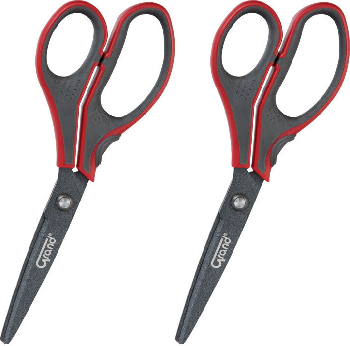 2x Nożyczki biurowe Grand GR-8825, teflonowe, 21cm, szaro-czerwony