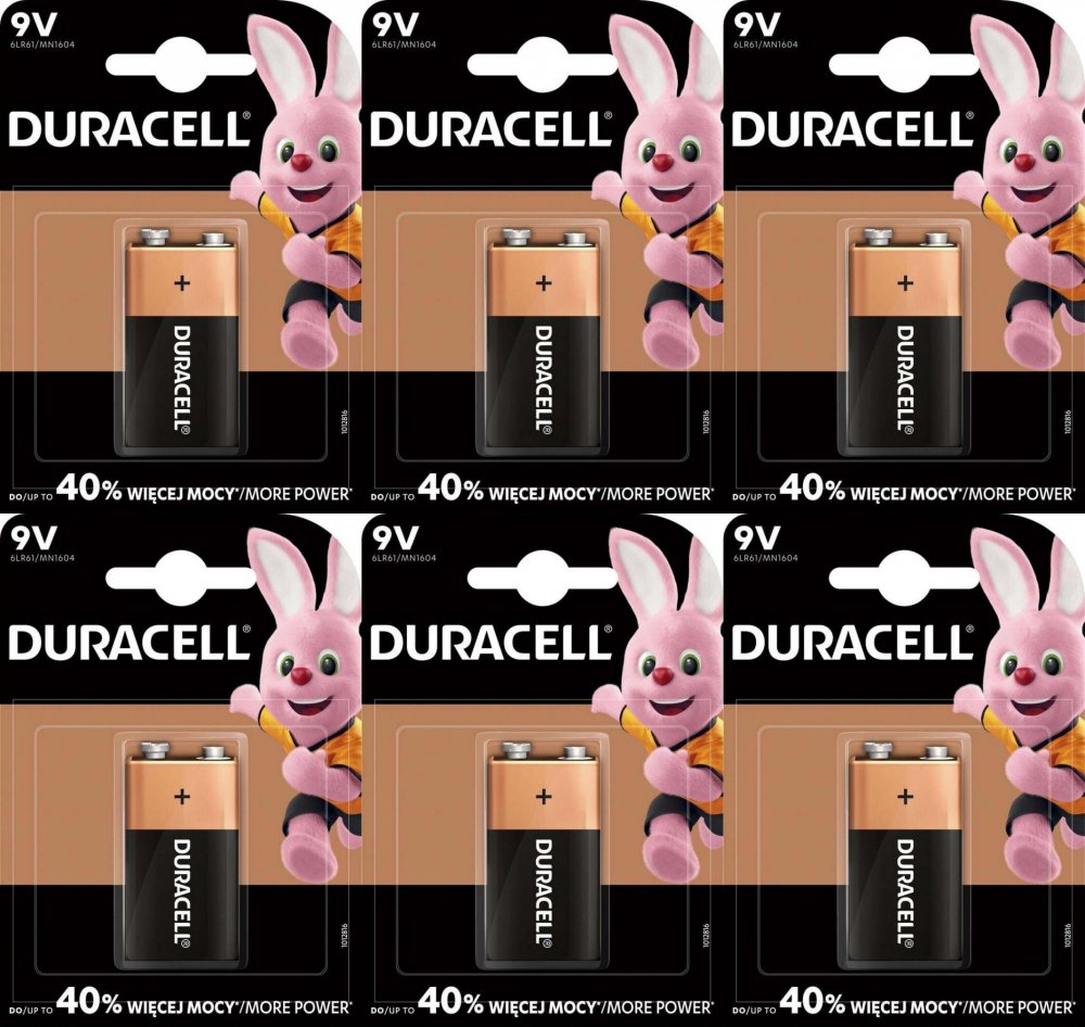6x Bateria alkaliczna Duracell, 6LR61, 1 sztuka