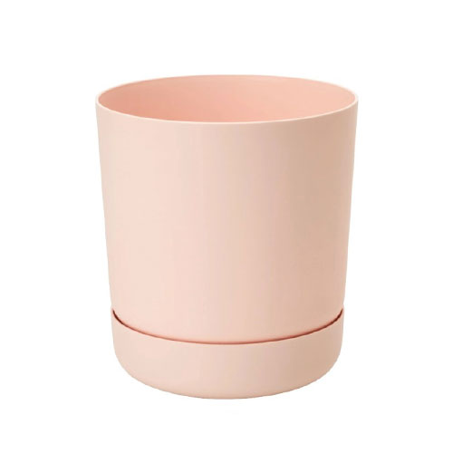 1 buc, Set de ghiveci și farfurie Satina, roz pudrat, 17 cm - : Mod de ambalare: 1 buc