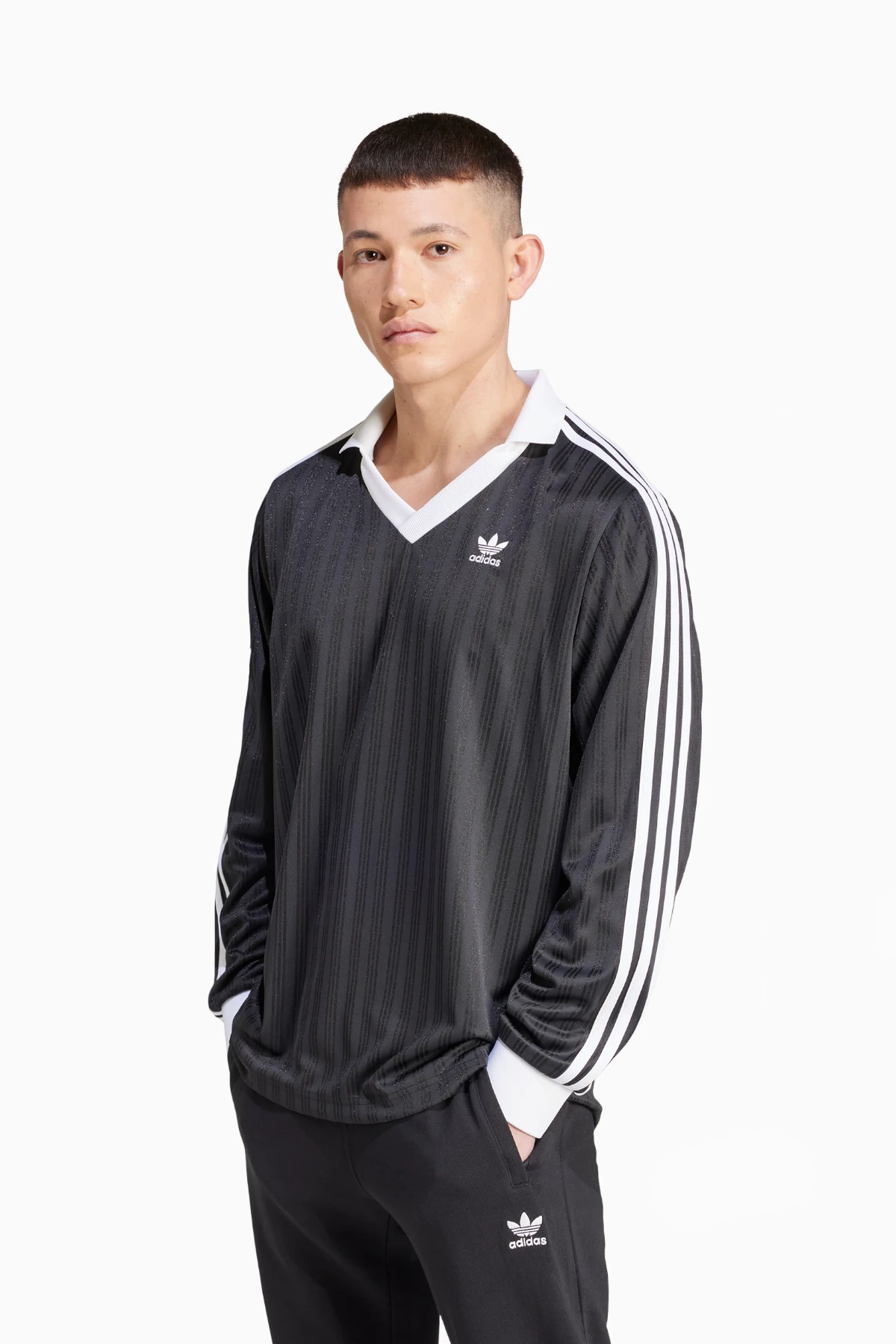 Koszulka adidas Adicolor Piqué Football LS - Czarny