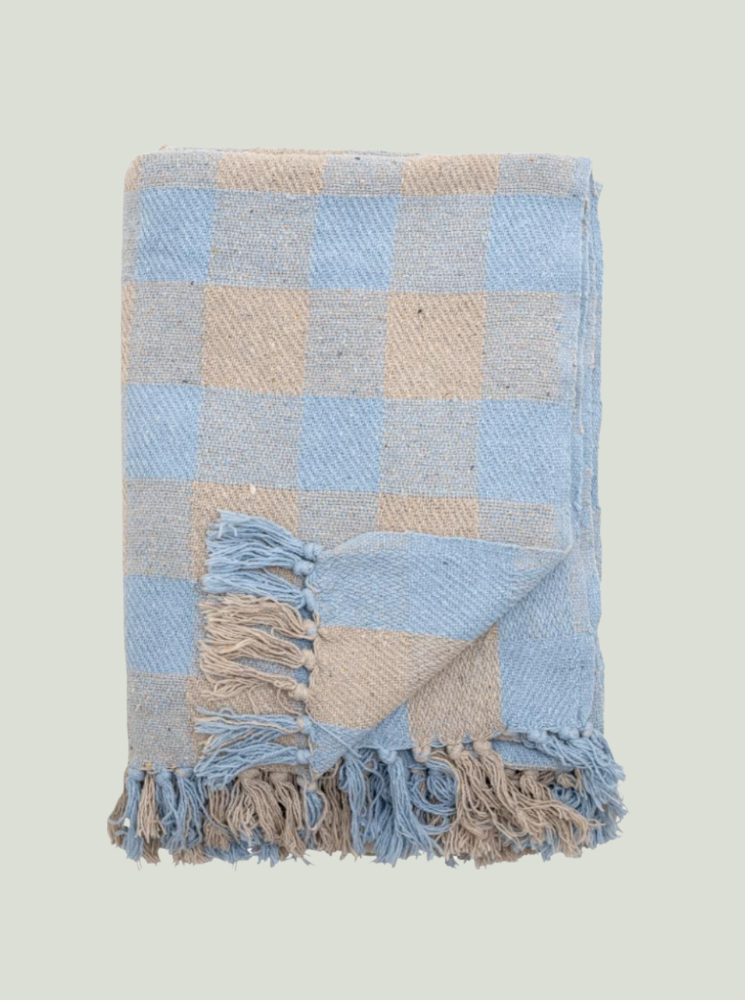 Narzuta Largs, blue, bawełna z recyklingu Bloomingville