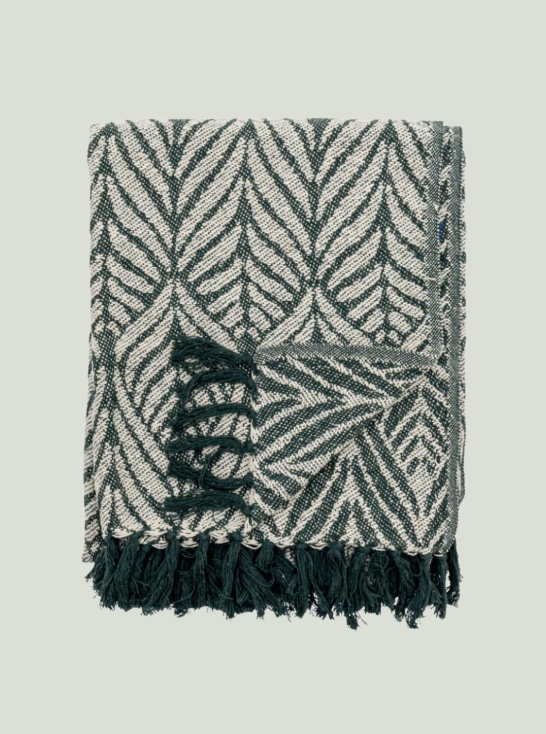 Narzuta Ugento, zielona, bawełna z recyklingu Bloomingville